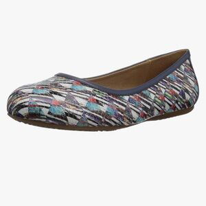 SoftWalk Women's Napa Ballet Flat leather blue multi arch support   9W NWOT